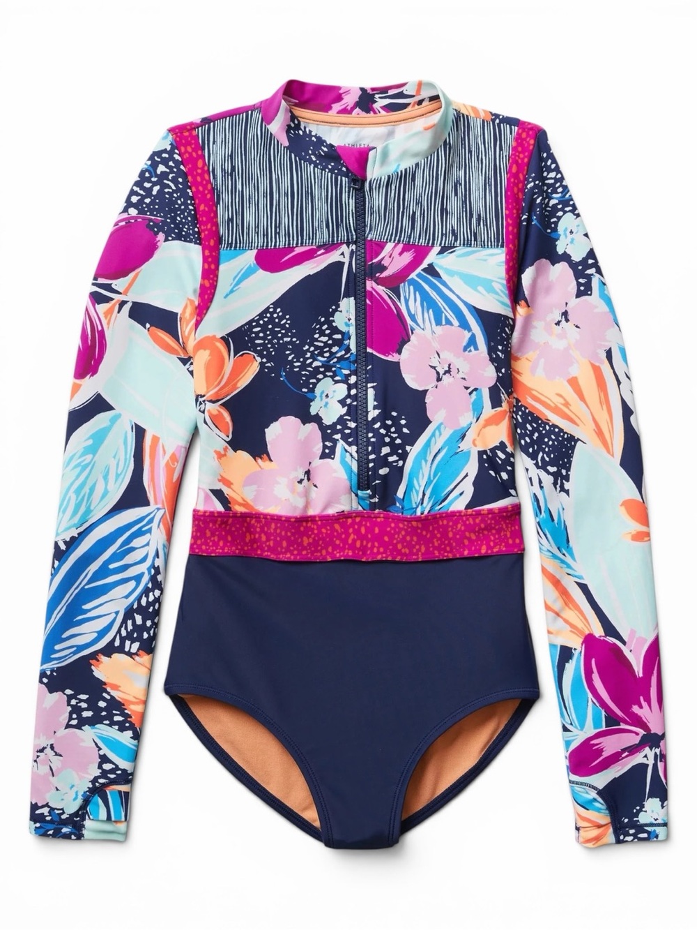 Athleta Girl L Girls Paradise Splash One Piece Swimsuit Rash Guard XXL16